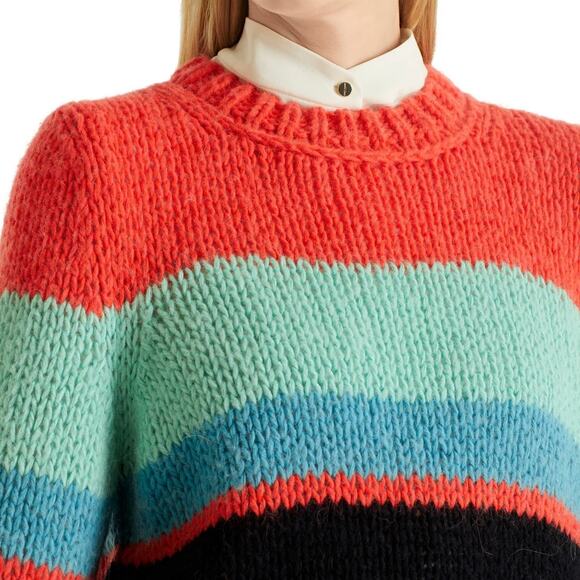 Marc Cain Colorblock Knit Cotton Alpaca Crewneck Sweater - Picture 9 of 12
